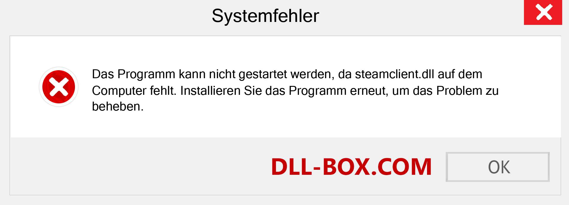 steamclient.dll-Datei fehlt?. Download für Windows 7, 8, 10 - Fix steamclient dll Missing Error unter Windows, Fotos, Bildern